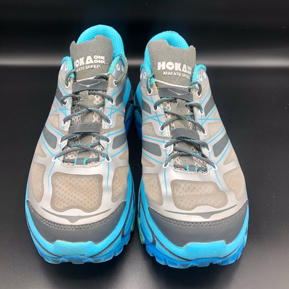 Hoka One One Mafate Speed in Gray and Turquoise 10